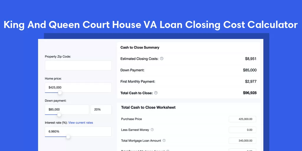 King And Queen Court House, VA VA Loan Closing Cost Calculator King And Queen Court House, VA VA Loan Closing Cost Calculator